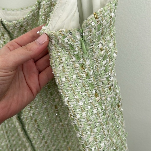 House of Harlow 1960 Tweed Green & Gold Mini Dress Size M - Picture 5 of 13